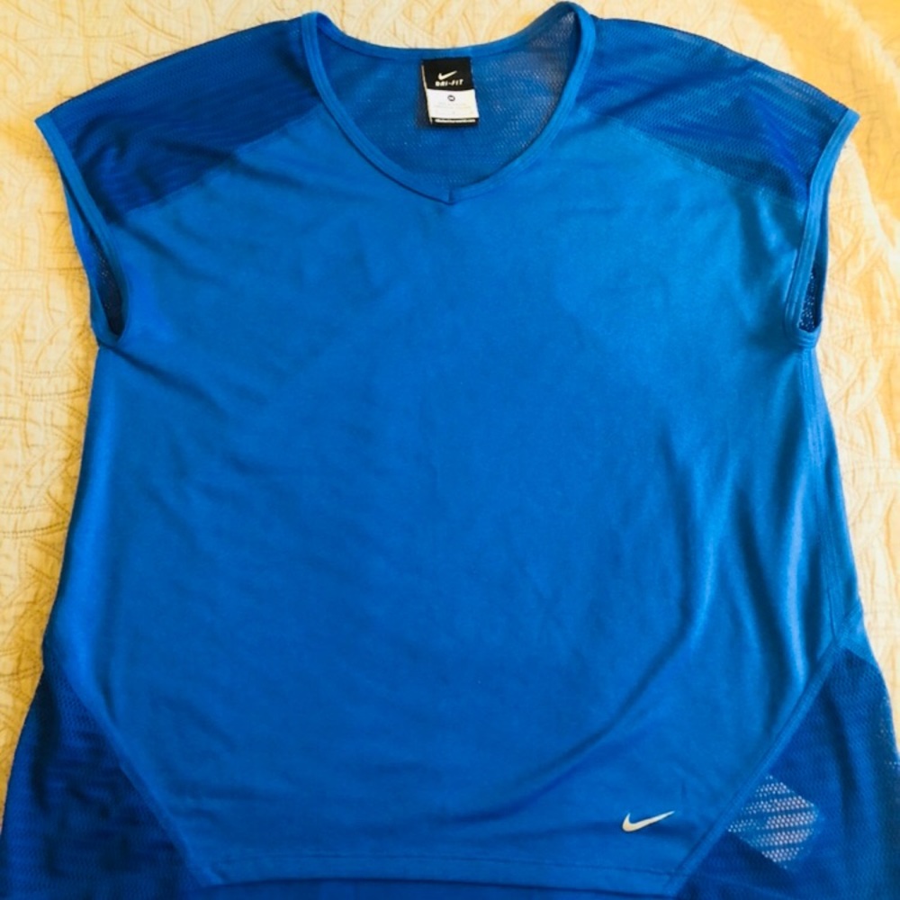 Cobalt Nike Dri-Fit Cap-Sleeve Shirt, Size Medium